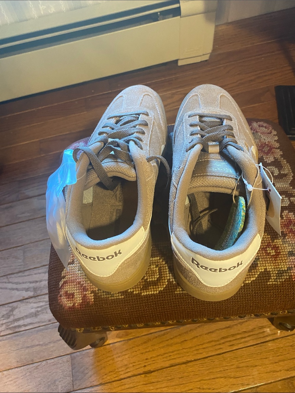 Reebok Taupe Suede Lace-Up Sneakers
